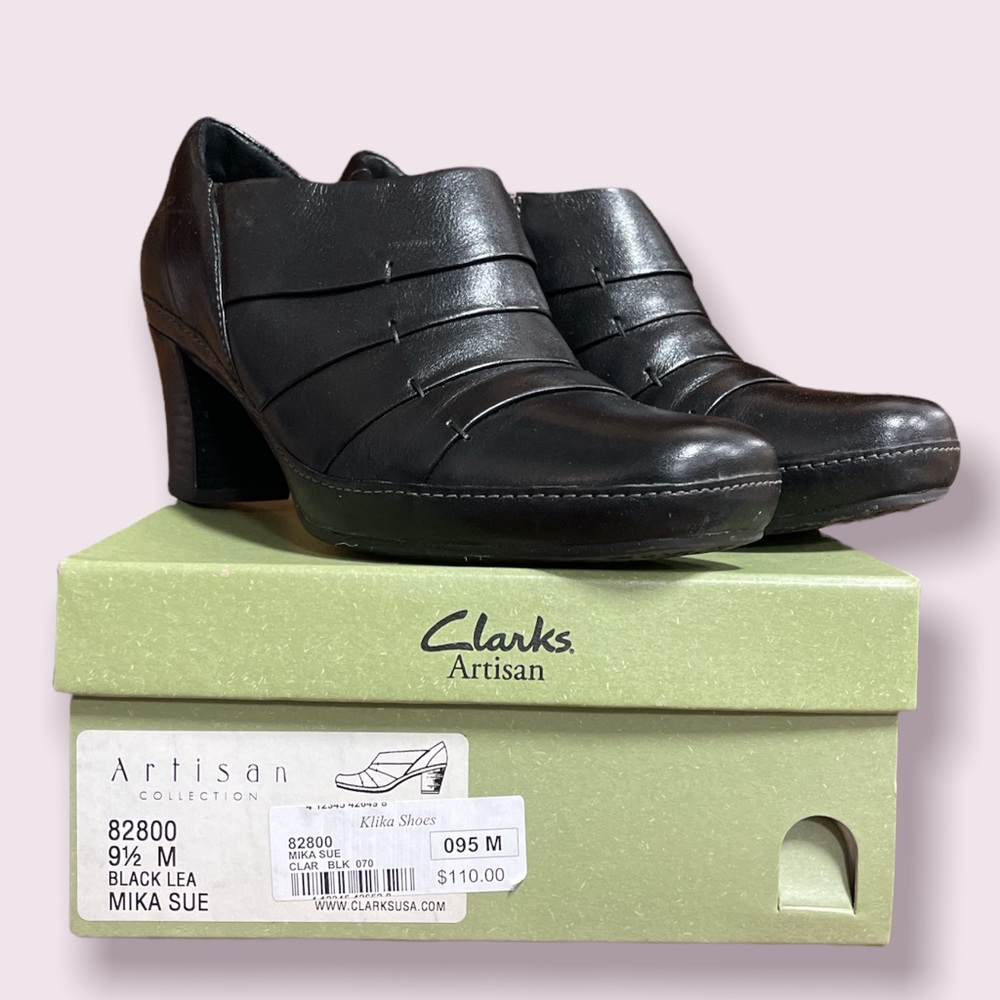 Clarks Artisan Collection Black Lea Mika Sue Women’s Shoes Size 9.5 M